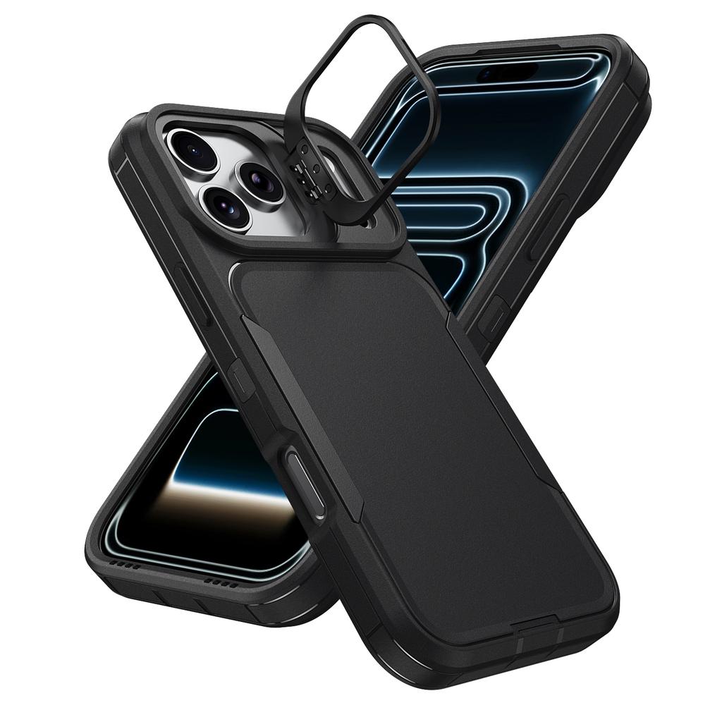 Чехол для телефона OTT-BOX "Тяжелая броня" для iPhone 17 Pro Max Air 17E 16 15 14 13 PC+TPU Металлическая подставка-кикстенд для камеры Ударопрочный защитный чехол