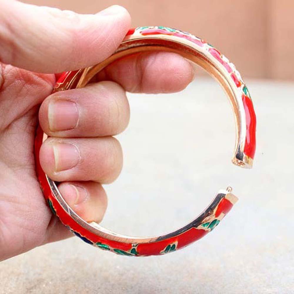 Traditional Filigree Enamel Bangle Hanfu Accessories Hollow Out Peony Bracelet Festival Gifts