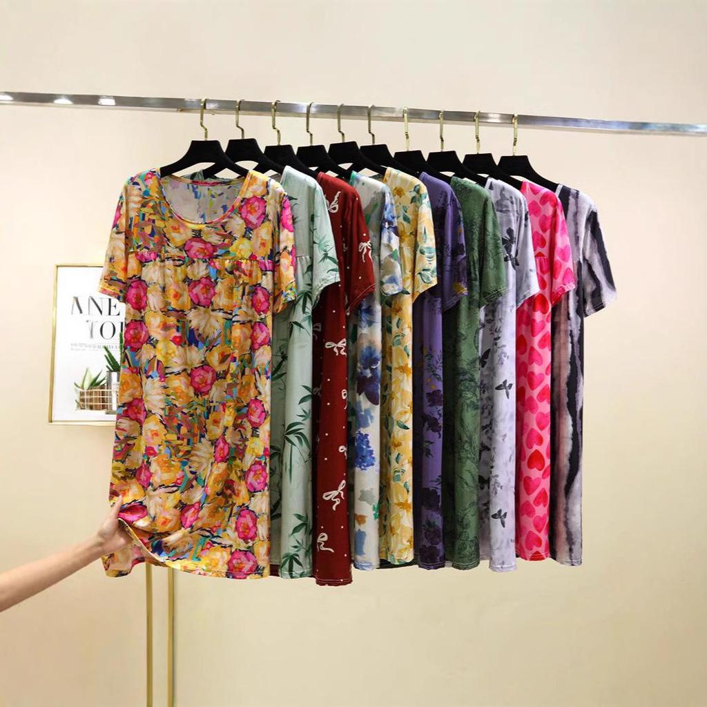 2025 Женское летнее платье с цветочным принтом из хлопка и шелка - Приталенный французский стиль с плиссированным вискозным подкладом и короткими рукавами