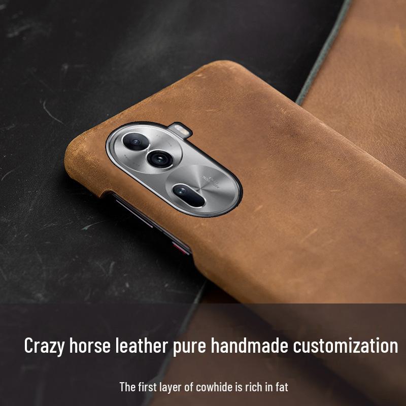 Чехол-полунакладка из натуральной кожи для OPPO Reno5 5PRO - Чехол из кожи Crazy Horse для Reno5Pro+