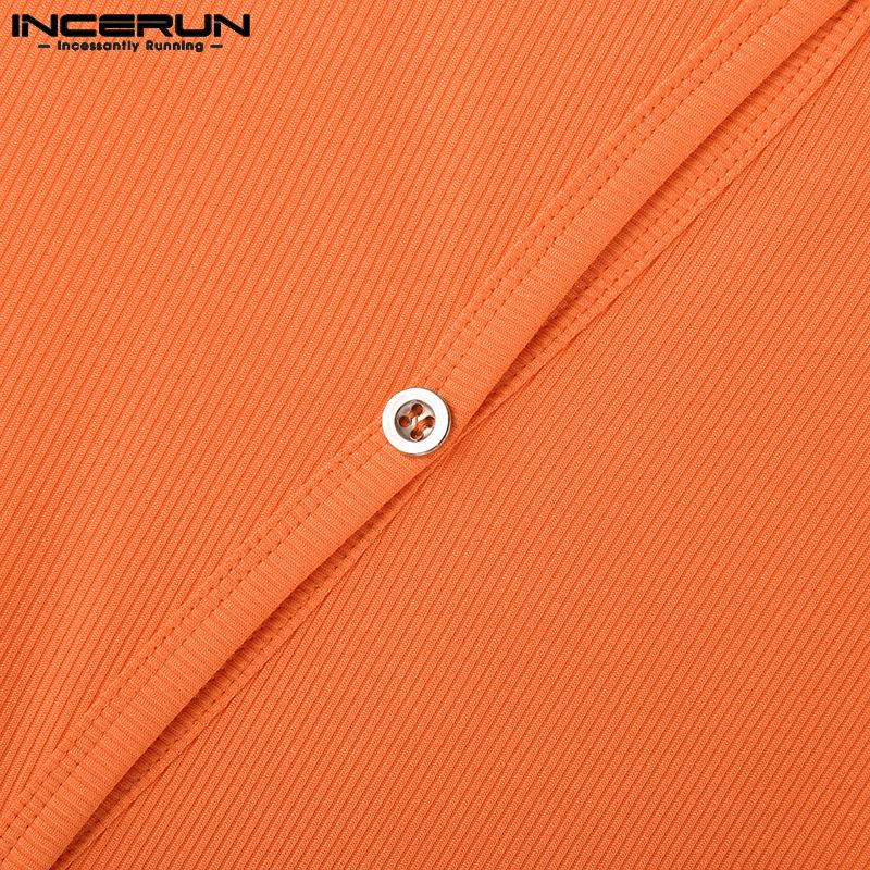 INCERUN Летние мужские вязаные пляжные майки без рукавов на пуговицах