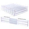 Drawer Dividers Organizers 8 Pack, Adjustable 3.2" High Expandable from 12.2-21.4" Kitchen Clear Plastic Drawer Organizer