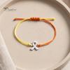 Soft Woven Rope Jewelry 2 Pcs Breast Cancer Awareness Bracelets, Adjustable Braided String Stackable Wrist Accessories Bracelets with Ribbon