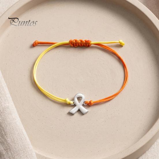 Soft Woven Rope Jewelry 2 Pcs Breast Cancer Awareness Bracelets, Adjustable Braided String Stackable Wrist Accessories Bracelets with Ribbon