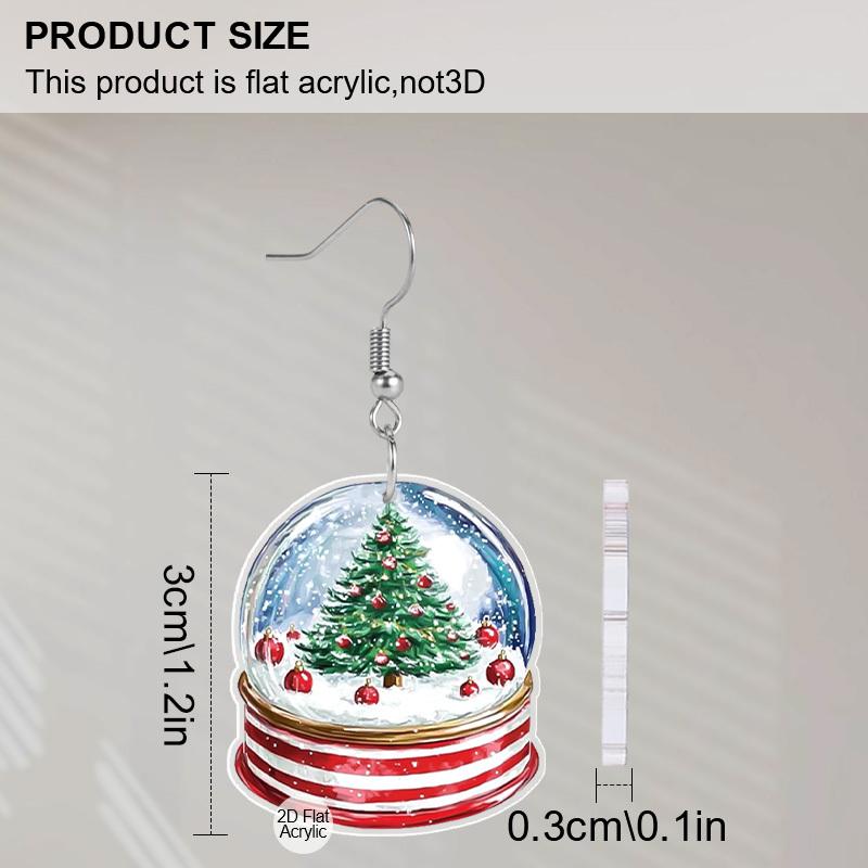 2D Плоские Акриловые Рождественские Снежные Шары Серьги Хрустальный Шар Подвеска Новинка Бижутерия Шармы Подарки для Женщин