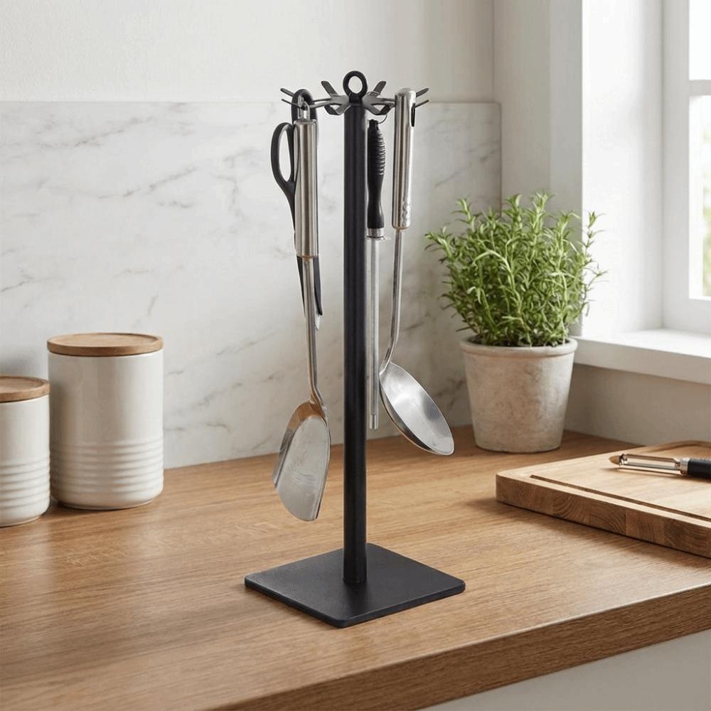 Stable Base Rotating Spatula Rack Movable Spoon Hanging Rack Pot Shovel Rack for Kitchen