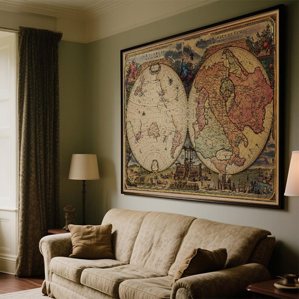 Нетканый/холст Ретро Карта Тема Серии Фон Ткань Настенный Художественный Плакат Декор Без Рамки