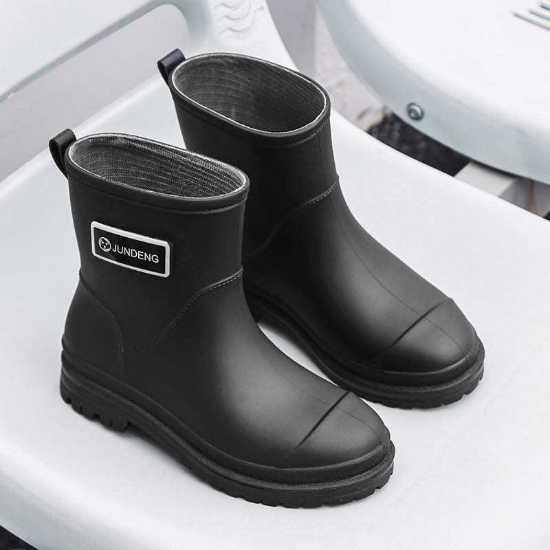 Модные универсальные женские резиновые сапоги средней высоты, водонепроницаемые и бархатные теплые резиновые сапоги для взрослых, кухонные нескользящие рабочие резиновые сапоги