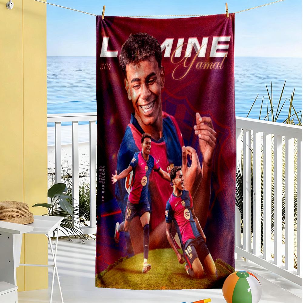 Lamine Yamal Champions Celebration Moment Beach Towel Super Soft & Absorbent Comfortable Lightweight Perfect for Traveling Yoga Camping and Swimming