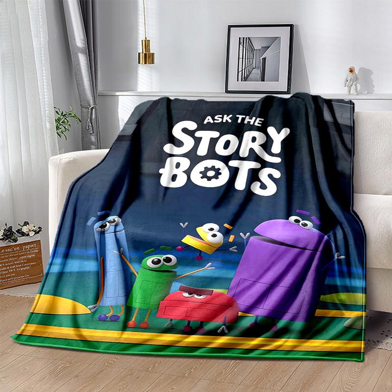 Ask the StoryBots Flannel Blanket Soft Warm All-Season Throw, Design for Camping, Car Travel, Hiking Sofa, Bed, Office Perfect Gift for Parties