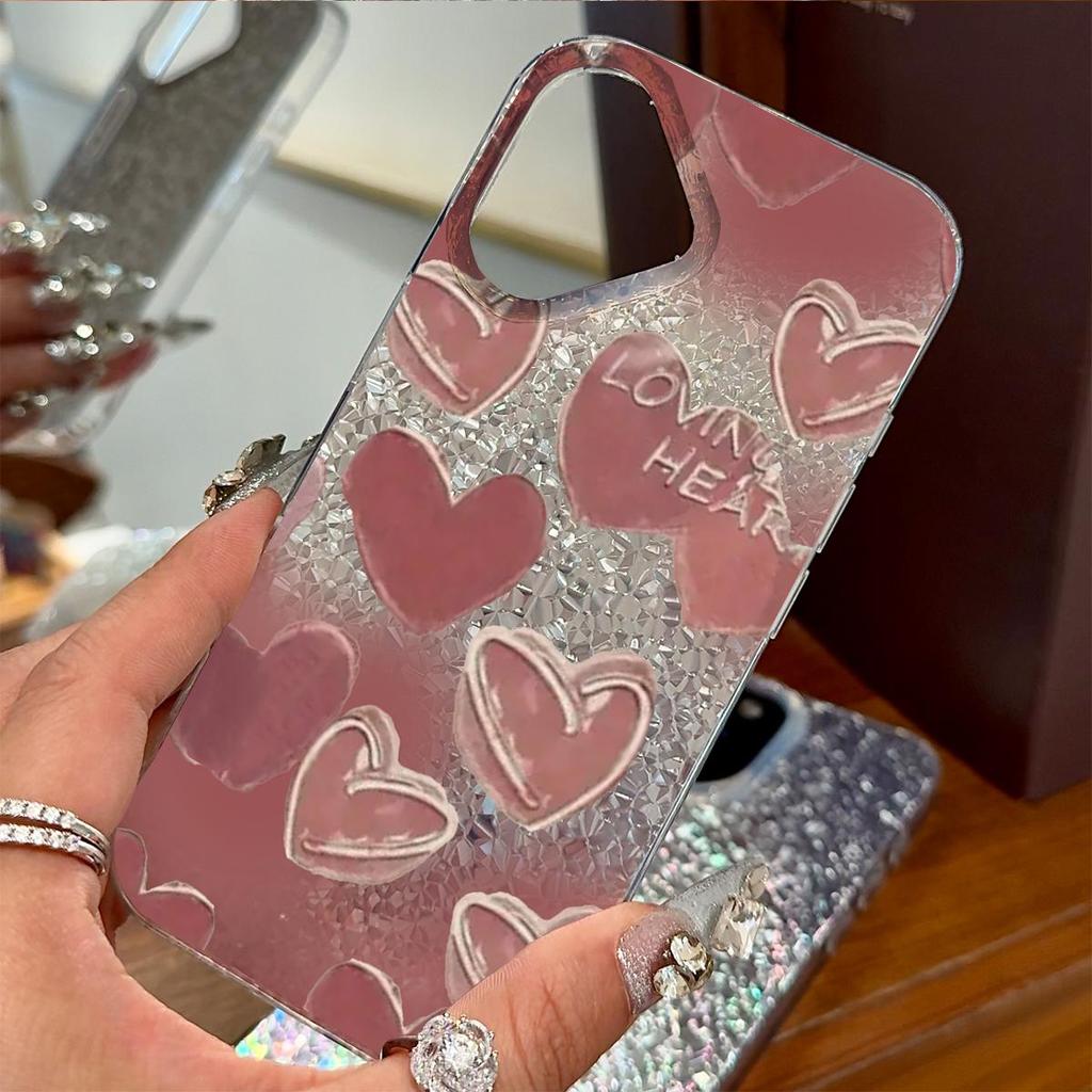 Акриловая задняя панель TPU бампер для iphone 18 Pro Max Air XS Max 13 17 Pro 16 Plus XR 14 11 12 15 Романтичные сердечки чехол Противоударная крышка