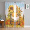 Autumn Retro Pumpkin Rocking Chair Sunflower Sheer Curtains for Kids Bedroom Living Room Voile Window Curtains Tulle Drapes