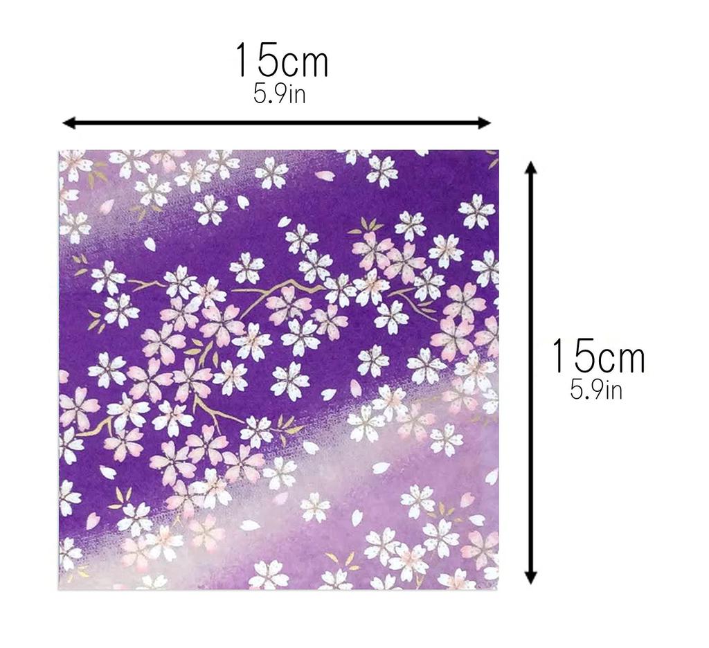 Kawasumi Washi Специальная бумага Чиёгами Юдзэн с вишневым цветом, Набор из 10 листов B, Бумага ручной окраски, 15 см, Узоры,