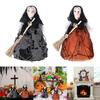 Unique Halloween Witch Broom Decors Stylish Black Witch Broomsticks Display Ornament for Halloween Party Decoration