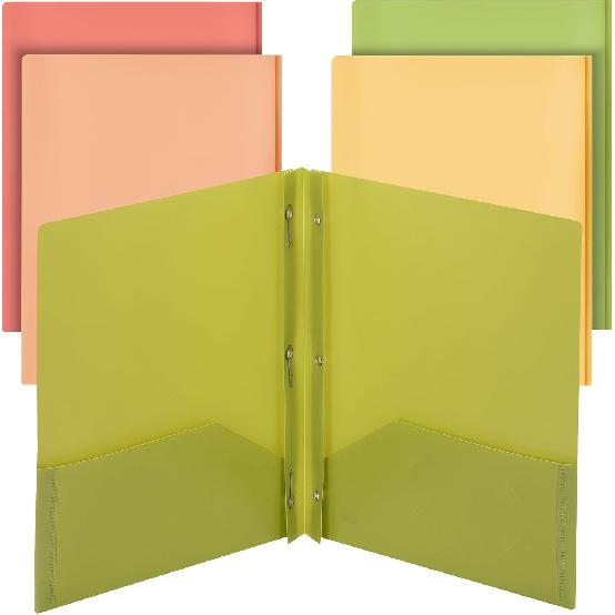 Mr. Pen- Plastic Folders with Pockets and Prong, 5 Pack, Assorted Colors, Pocket Folders, Folders with Prongs, File Folders with Fasteners, 2 Pocket