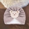 Children Hat Cartoon Bear Design Comfortable Elastic Fit Knitting Hat All-Round Thermal Protection Winter Baby Hat