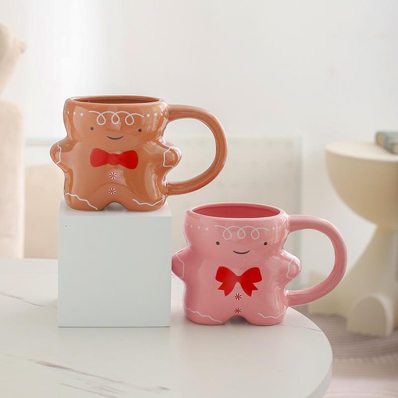 Christmas Cartoon Gingerbread Man Mug Ins Style High Value Breakfast Coffee Milk Cup