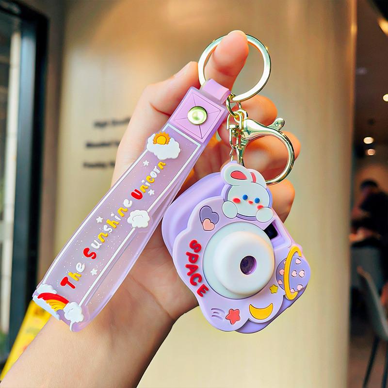 Adorable Cartoon Projection Camera Keychain Charming Gift For Students And Car Owners