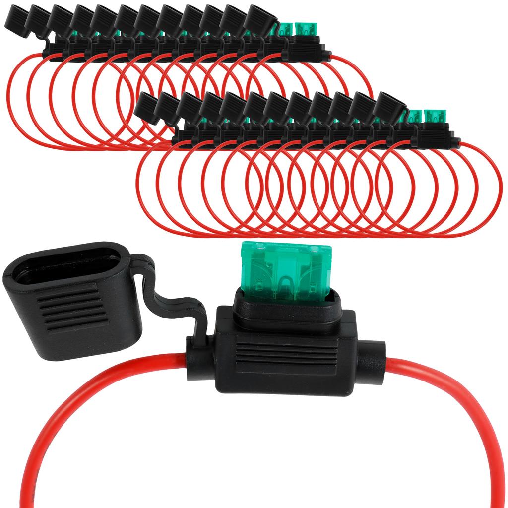 24/10PCS Car Fuse Holder Waterproof 14awg Small Blade Type Inline Fuse Holders for In-Line Ato/Atc Blade Fuses