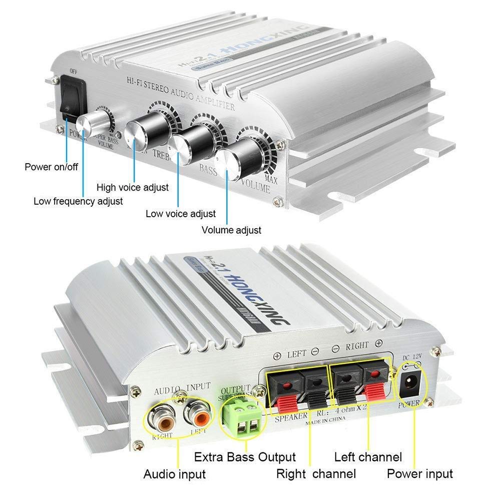 Высокопроизводительный аудиоусилитель производства HONGXING Эффективная максимальная выходная мощность 300 Вт 300 Вт 150 Вт Стереоусилитель с мощным басом В комплект входит адаптер 2A