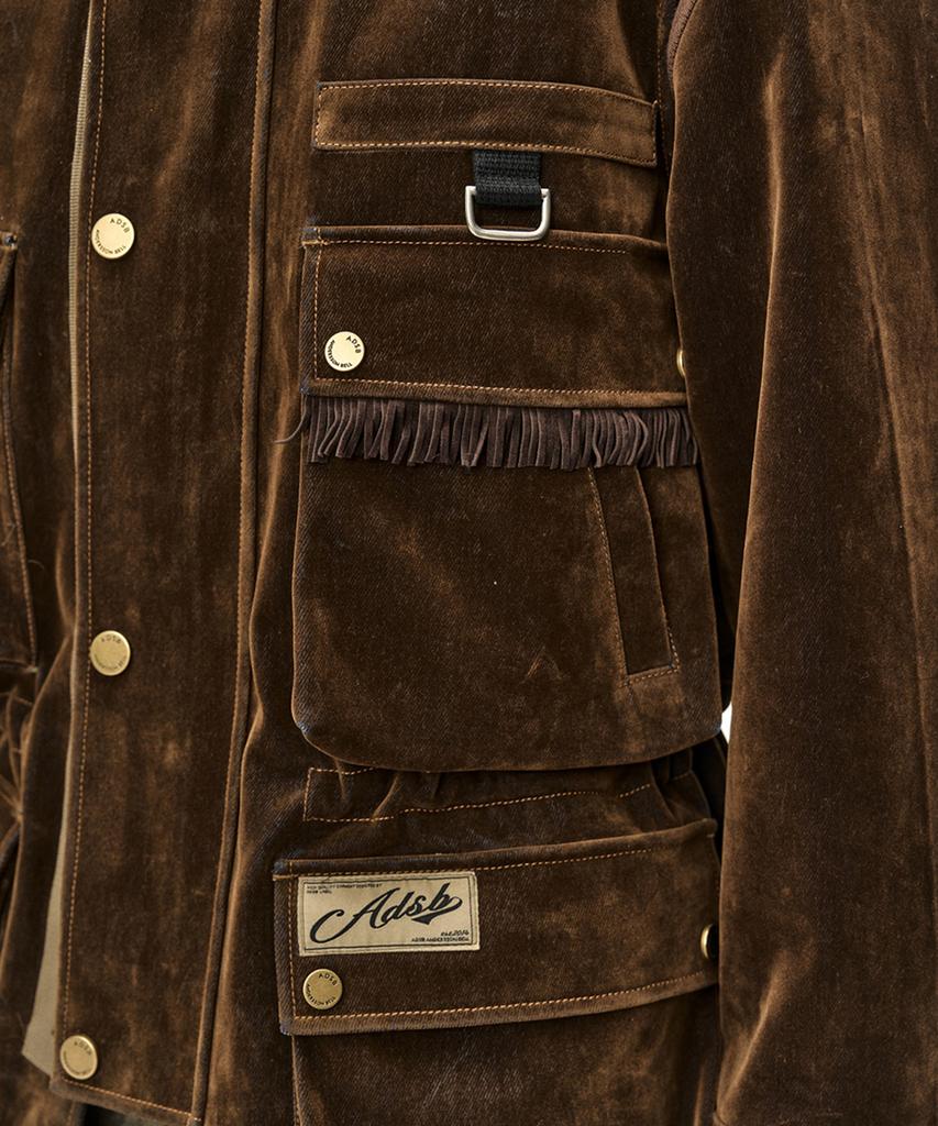 ADSB ANDERSSON BELL Multi-Pocket Velvet Safari Jacket (Brown)
