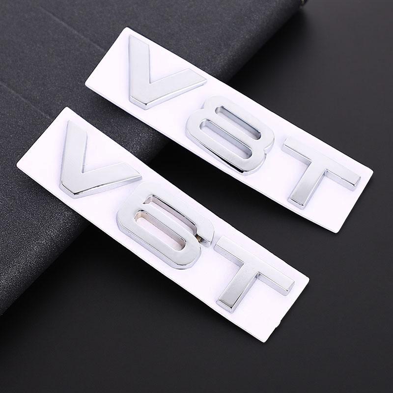 Car Sticker 3D V6T V8T Logo Metal Emblem Badge Decals Displacement Stickers for f2 S3 S4 S5 S6 S7 S8 A4L A5 A6L A7 Q3 Q5 Q7