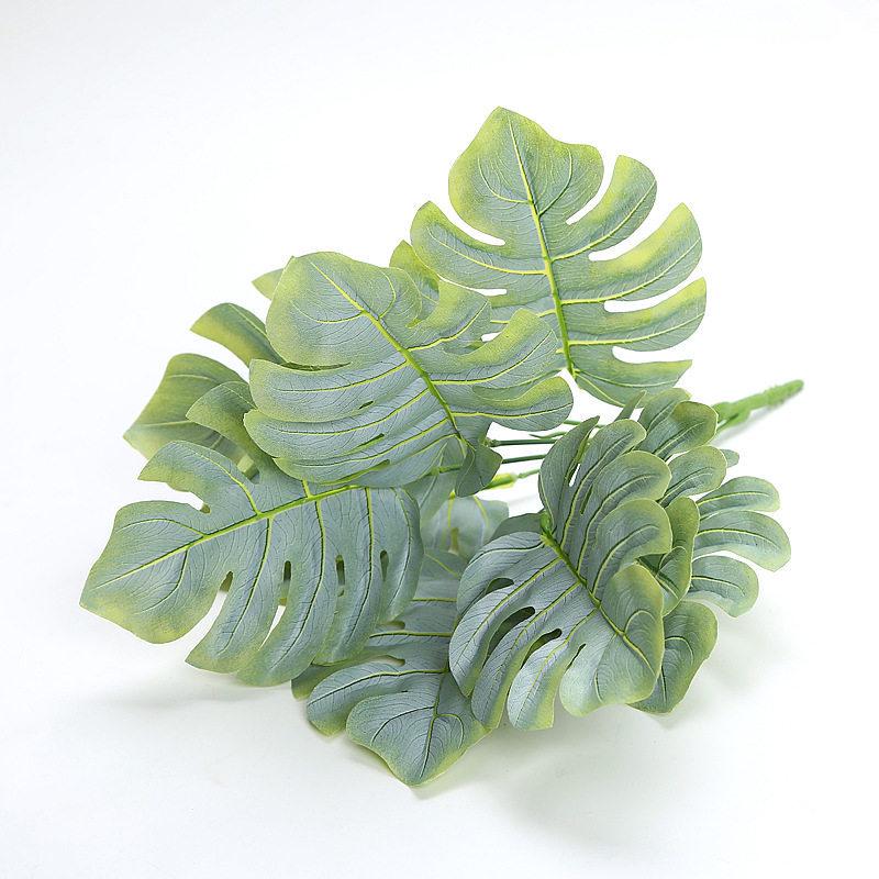 Artificial Pothos & Monstera Leaves Wall Decor for Living Room - Small Potted Greenery Arrangement