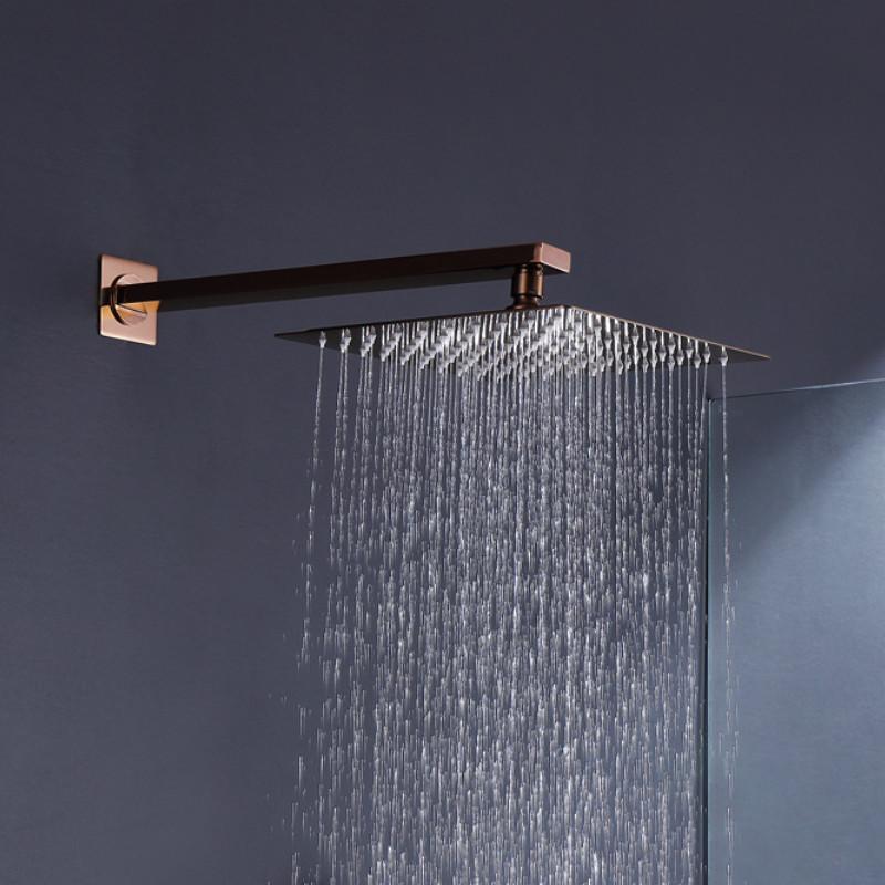 Набор для душа для ванной комнаты, матовый золотой скрытый смеситель для душа с эффектом дождя, потолочный термостатический смеситель для душа, 10-дюймовая душевая головка