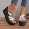 Fashion 2024 Summer High Heel Women Sandals Large Size Open Toe Beach Shoes Fashion Comfortable Wedge Heel Women Slippers Slides Women