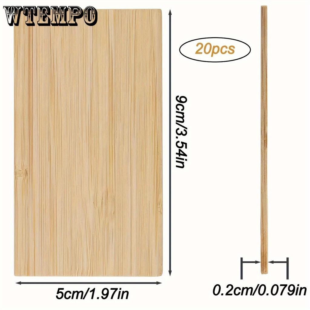 20-Pack Unfinished Bamboo Wood Planks for Carving and Crafts, Rectangular Blank Bamboo Panels