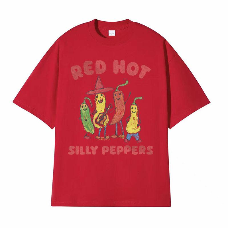Red Hot Silly Peppers Funny Meme T Shirts Men Women Vintage High Quality Tops Tshirts Male Summer Casual Cozy Oversized Tshirt