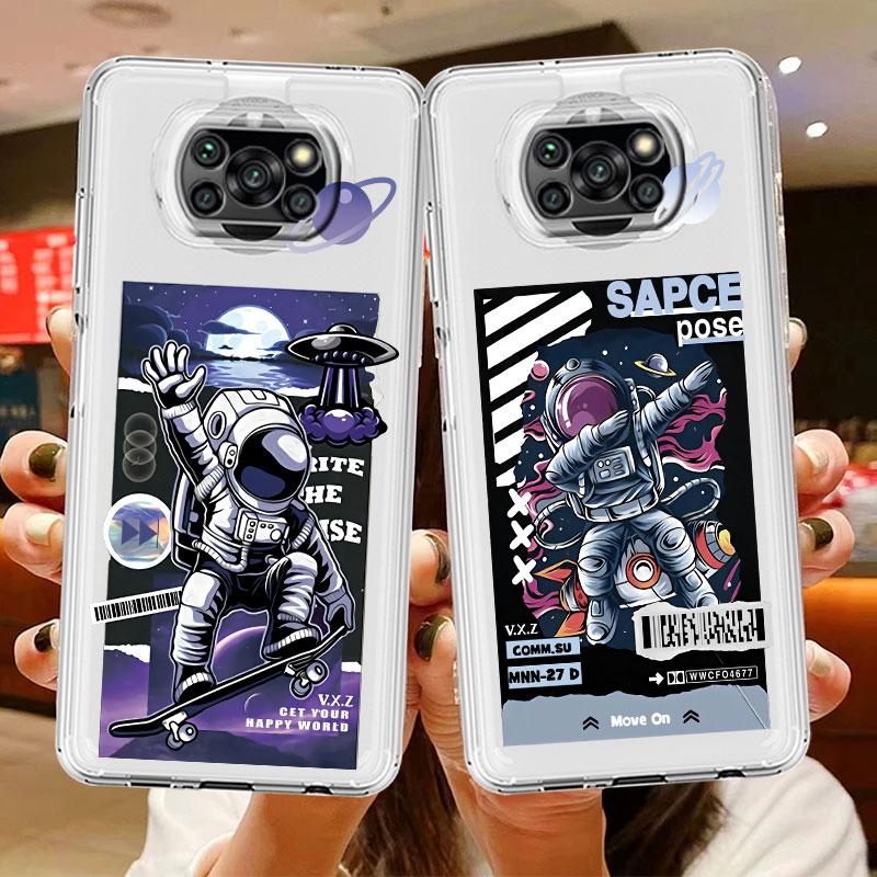 Милый прозрачный чехол Astronaut Planet для Xiaomi Mi Poco X3 NFC M3 Pro F3 F1 11 Lite 12 Redmi Note 10 9S 8 7 9 мягкий чехол для телефона