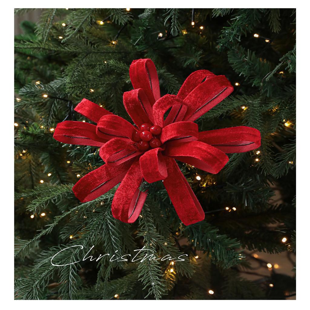 Christmas Flower Fabric Ribbons, Red Fruit Flower Arrangements, High-End Light Luxury Fabric Christmas Decorations, Artificial Flowers