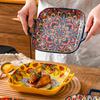 Square Bohemian Ceramic Plate Binaural Handle Fruit Plate Creative Salad Dish Oven