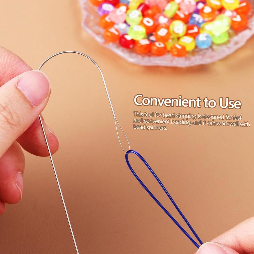 Набор из 6 больших изогнутых игл с большим ушком для бисероплетения и аксессуар-концевик для бусин, разработанный для спиннеров для бисера и создания ювелирных изделий