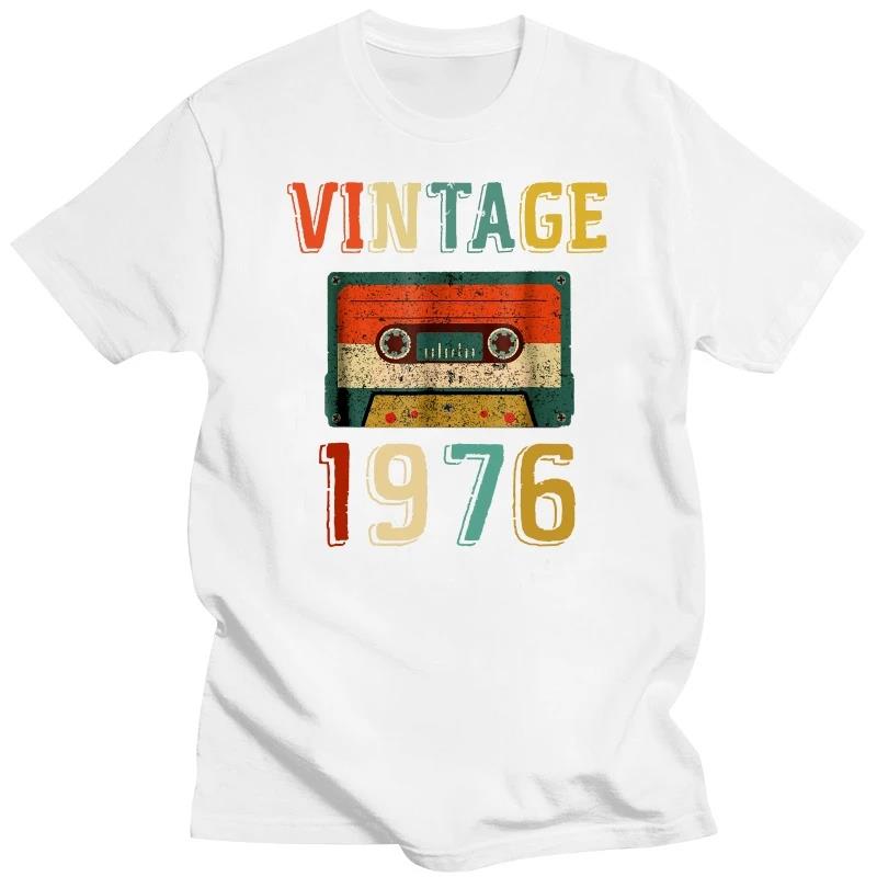 Birthday Gift Vintage 1976 Mixtape T Shir Unisex Women Summer Cotton T Shirt Casual Cotton Short Sleeve Plus Size