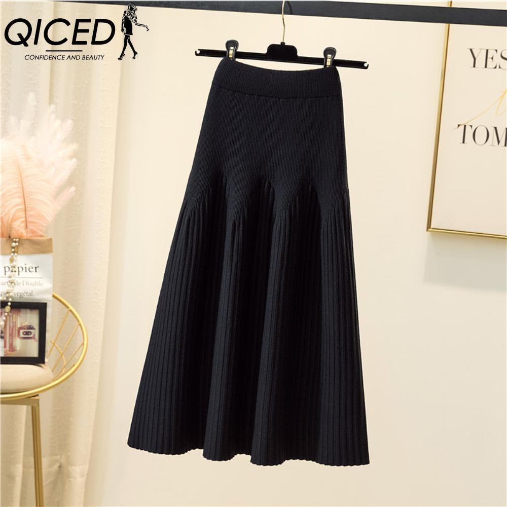 QICED Женская Мода Повседневная Однотонная С Принтом Летняя Весенняя Юбка