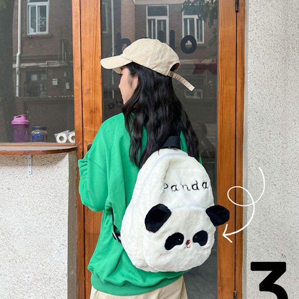 Animal Students School Bag Plush Cartoon Messaage Bag Adjustable Panda Backpack Travel