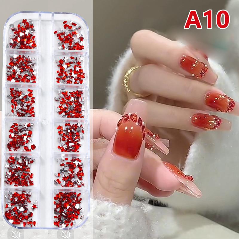 12 Grid Mini Nail Flat Back Beautify Nails Diy Decorative 3D Manicure Nail Art Decorations For Girls