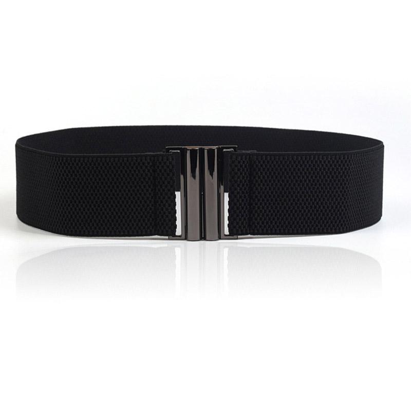 Fashion Elastic Wide Belt For Women Black Corset Belt Metal Buckle Lady Cummerband Stretch Waistband Female Coat Dress Accessory