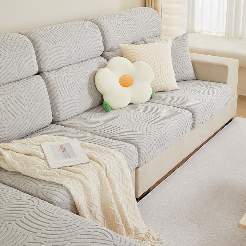 Universal Thickened Sofa Cover for All Seasons, All-inclusive Summer New Jacquard Velvet Non-slip Stretch Sofa Cover for Living Room