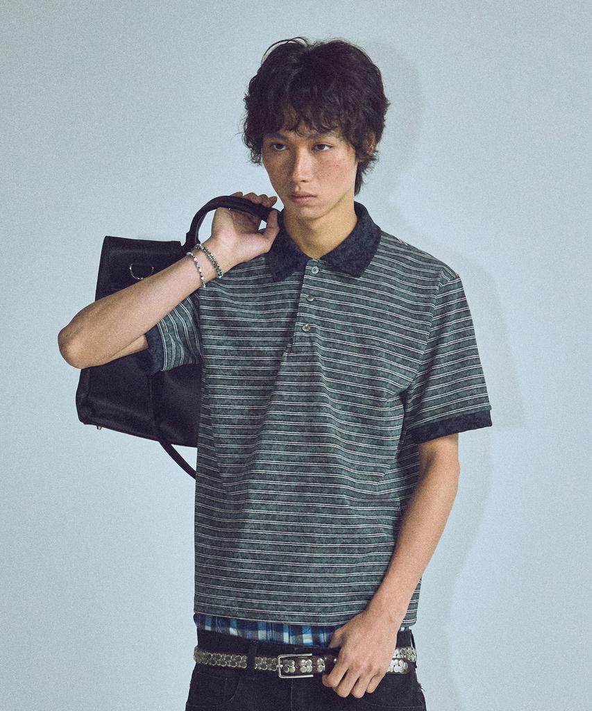 NOISE Stripe Dyed Polo Shirt - Green