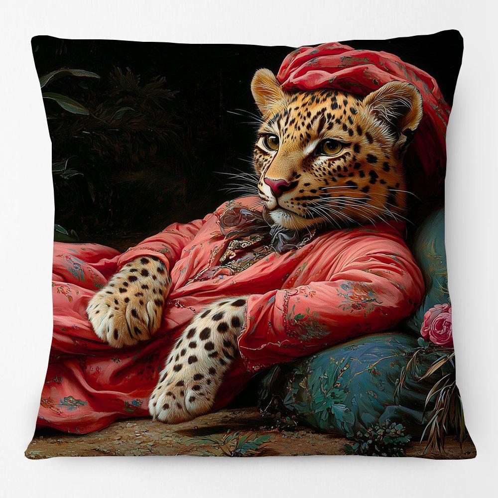 European Retro Vintage Royal Animals Portraits Leopard Panther Dog Cat Cushion Covers Sofa Pillowcase