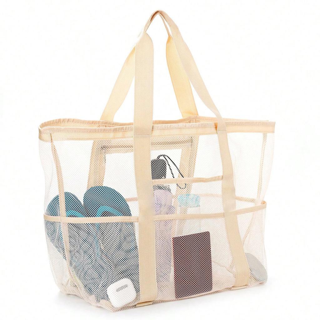 Beach Bag Large Capacity Toy Mesh Swim Bag Multi-Functional Travel Portable Shoulder Beach Bag Swimsuit Storage Bag