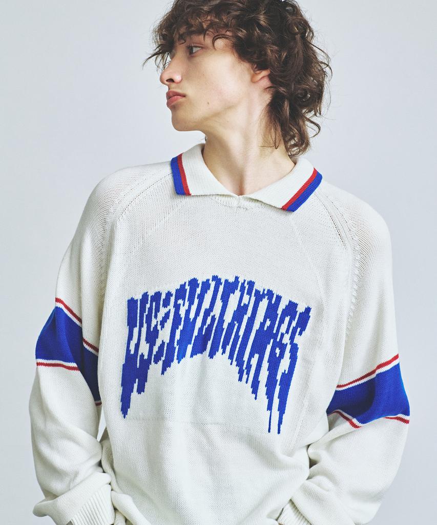 Вязаный воротник-стойка в стиле varsity с жаккардовым узором, цвет внебелый