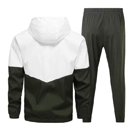 Мужской повседневный легкий спортивный костюм в стиле колор-блок, Мужской спортивный костюм с капюшоном на молнии и брюки