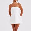 Women's Solid Color Summer Short Dress Fashionable Tubeless High Waist Dress