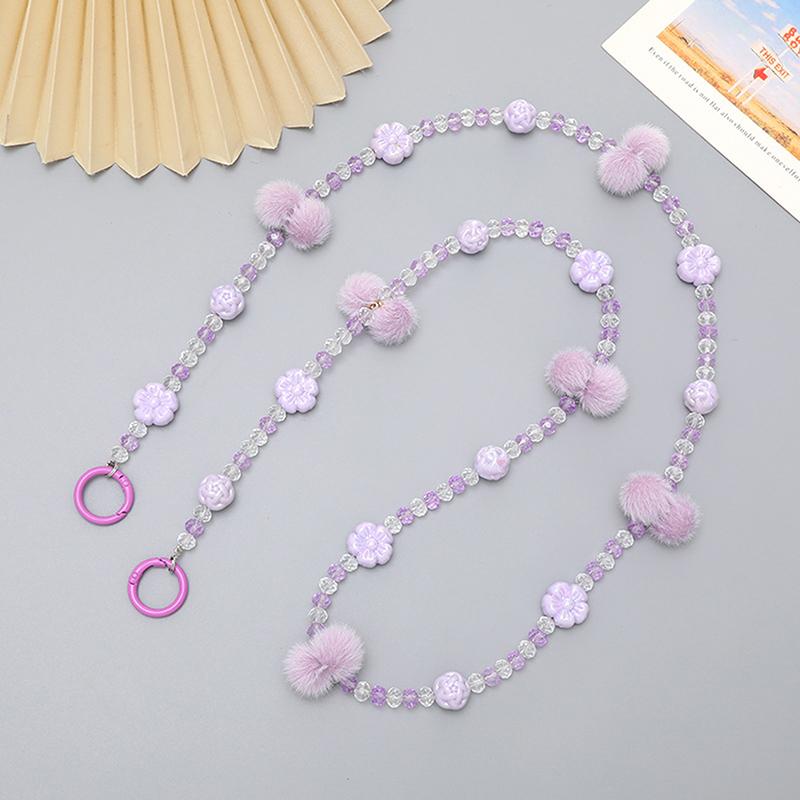 Plush Bead Crossbody Chain Phone Strap Crossbody Lanyard Backpack Lanyards Long Mobile Phone Rope Pendant Camera Strap