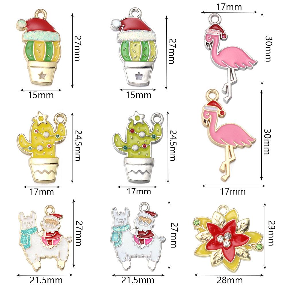 10pcs/lot Alloy Drop Oil Pendants Flower Alpaca Cactus Shaped Charm For DIY Fashion Christmas Necklace Earrings Jewelry Gifts