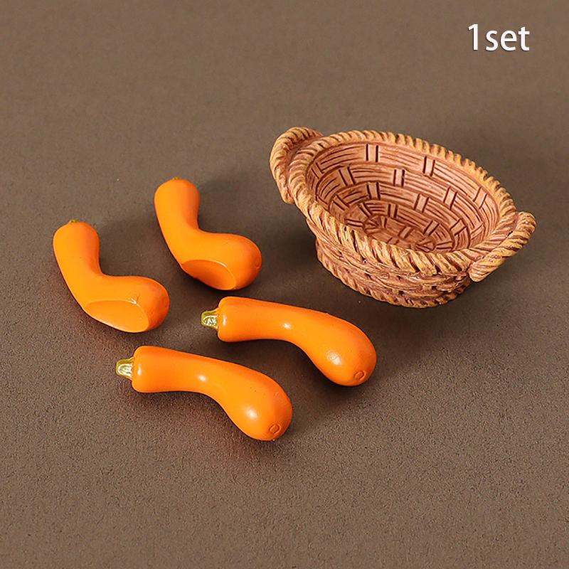 1/12 Dollhouse Simulation Vegetable Basket Set Dollhouse Vegetables Decoration Dolls House Miniature Kitchen Play Toys
